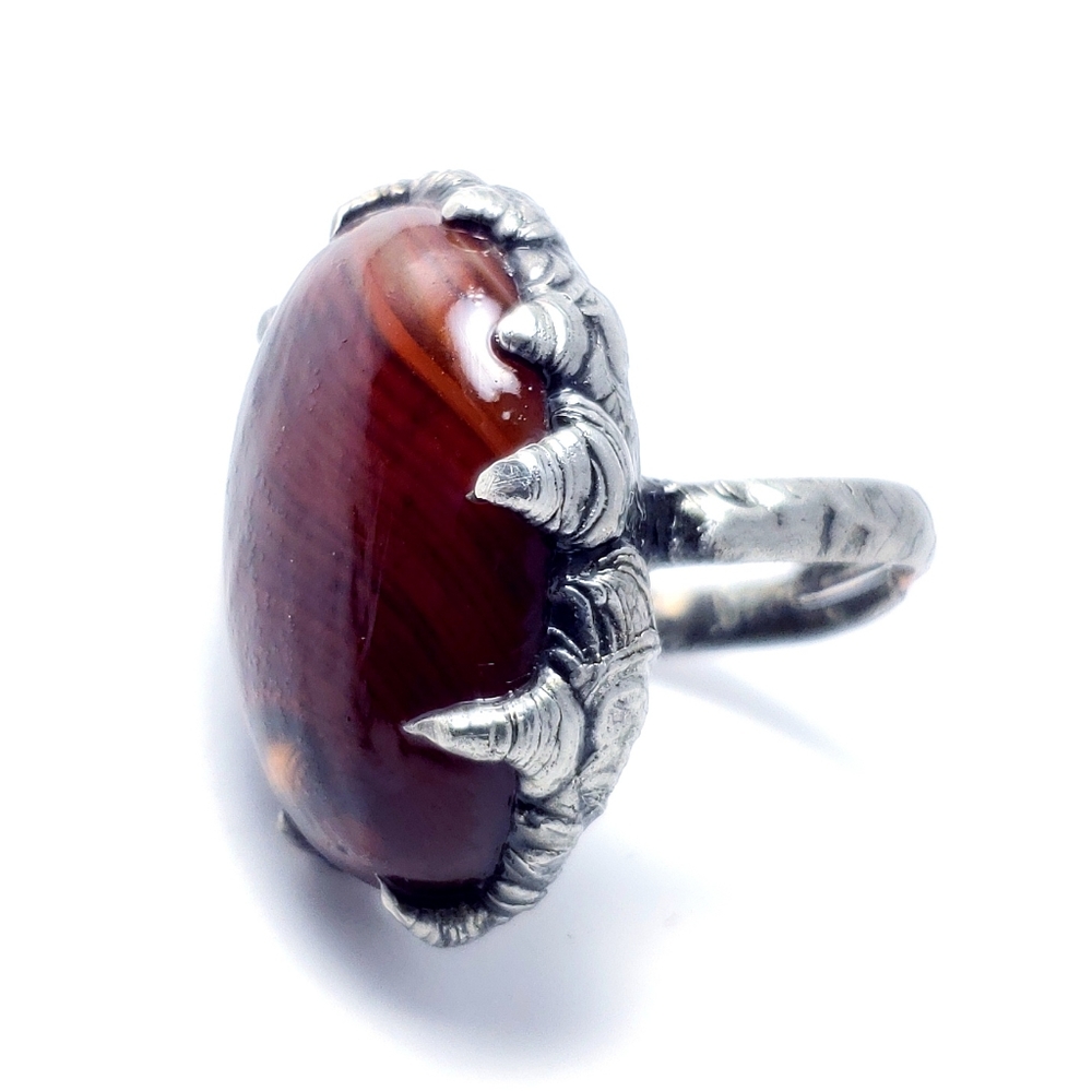Red agate ring - Picture 3 of 8